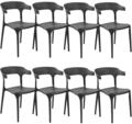 Beliani Indoor & Outdoor Stuhl 8er Set Kunststoff schwarz stapelbar Skandi...