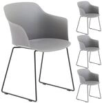 IDIMEX Gartenstuhl FORO im 4er Set, Grau - Outdoor Schalenstuhl aus Polypropylen,