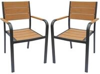 Vente-unique-2er-Set stapelbare Gartenst&uuml;hle aus Aluminium - Hell-Natur und