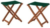 Erst-Holz Klappbarer Gartenhocker X-Stuhl dunkel mit gr&uuml;nem Stoff V-10-216-04