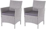 Mendler 2er-Set Poly-Rattan Gartensessel Halden, Korbsessel - grau, Kissen...
