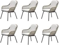 Garden Impressions 6 x Outdoor Terrassenstuhl Triton Sand, Aluminium Rope,