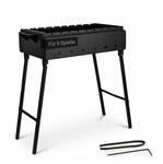 Mangal Klappbar Holzkohlegrill f&uuml;r 9 Spie&szlig;e 2 mm Stahl 60x33 cm Schaschlik Grill