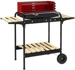 Outsunny Holzkohlegrill aus Metall BBQ Smoker mit R&auml;der, h&ouml;heverstellbar...