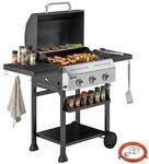 Outsunny Gasgrill 9 KW 3 Brenner BBQ Grillwagen Edelstahl inkl klappbar Seitentisch