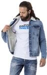 Cipo & Baxx Herren Jeansjacke Denim Gef&uuml;ttert &Uuml;bergangsjacke Fellkragen