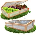 Coemo Fr&uuml;hbeetaufsatz Holz 120 &times; 40 &times; 30 cm &ndash; Gew&auml;chshaus-Abdeckung f&uuml;r
