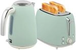 HOMCOM Edelstahl Wasserkocher und Toaster Set 2200 W und 1,7 L, 2-Scheiben-Toaster, 7