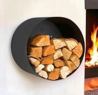 DanDiBo Kaminholzregal Innen Metall Schwarz Rund Wand 50 cm Kaminholzst&auml;nder...