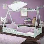 ML-Design Kinderbett Tipi 90x200 cm Mint mit Matratze H:10cm, Rausfallschutz &