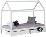 Homestyle4u 1992, Hausbett 90x200 mit Schublade Montessori Bett Kinderbett Bodenbett