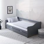 Homestyle4u Kojenbett 90x200 cm Ausziehbares Einzelbett Holz Grau Kiefer mit