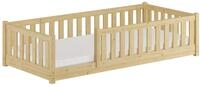 Erst-Holz Kinderbett, Bodenbett mit dreiseitiger Sicherung 80x180 Kiefer Natur