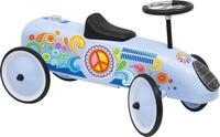 goki 53770 - Rutscherfahrzeug Oldtimer blau Retro Design, Laufauto aus Metall &