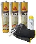 Sikaflex PRO-3 betongrau 3x 300ml Dichtstoff f&uuml;r Fugen - mit Aktivator 205 zur
