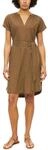 s.Oliver Damen Kleid &ndash; Leinenmix, All-Over-Print, Raffung