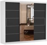 Kleiderschrank mit Spiegel, Schiebet&uuml;ren - Wei&szlig;/Sonoma Schwebet&uuml;renschrank,