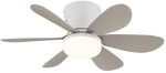LED Deckenventilator Deckenleuchte Wohnzimmerlampe Dimmbar Wei&szlig; sand D 51 cm