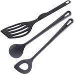 Westmark Koch-Set, 3-tlg.: 2 Kochl&ouml;ffel + 1 Pfannenwender, Gentle + Flonal, Schwarz,