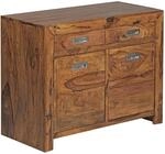 Massivholz Sideboard FineBuy 90cm Sheesham Kommode mit 2 T&uuml;ren & 2 Schubladen...