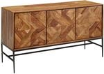 FineBuy Sideboard Sheesham Massivholz 120cm mit 3 T&uuml;ren - Massive Retro...