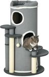 PawHut Kratzbaum 99 cm Katzenturm mit 3 H&ouml;hle, Spielball, Sisalst&auml;mme,...
