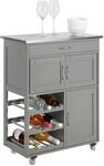 SoBuy K&uuml;chenwagen mit Bremsrollen & Edelstahlplatte, 67x86x38 cm, f&uuml;r K&uuml;che