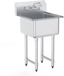 VEVOR Edelstahl Sp&uuml;ltisch Gewerbliche Sp&uuml;lbecken 533,4 x 457 x 1041 mm,...