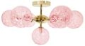 Beliani Deckenleuchte mit Kugel Glasschirmen rosa/gold glamour&ouml;s 7-flammig...