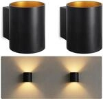 SSC-LUXon 2 St&uuml;ck TUANI Wandleuchte Innen schwarz rund - Wandlampe Gold Design...