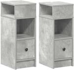vidaXL Nachttische 2 STK. mit Schublade Betongrau 25x31x66 cm, Nachtschrank,