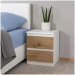 HTI living Nachtkommode 2er Set Wei&szlig;-Artisaneiche mit 2 grifflosen Schubladen