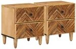 vidaXL Nachttisch 2 pcs Braun 40 x 33,5 x 46 cm Massivholz Mango, Moderner