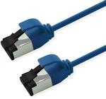 ROLINE S/FTP-(PiMF-) Patchkabel Cat.8 (Class I), Slim, LSOH, PoE, blau, 0,5 m