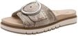 Tamaris Damen Wide Fit Pantoletten flach mit Klettverschluss und Schnalle, beige