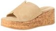 Tamaris Damen Pantolette mit Keilabsatz Leder, beige, 36 EU