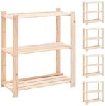 vidaXL 5X Kiefernholz Massiv Lagerregal 3 B&ouml;den Standregal B&uuml;cherregal