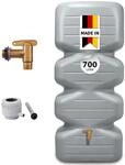 CUBUS Regentonne Komplett-Set 700 L, betongrau - Kompakter Regenwassertank mit