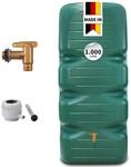 CUBUS Regentonne Komplett-Set 1000 L, dunkelgr&uuml;n &ndash; Stabiler...