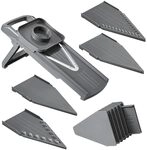 Metaltex Slice-V Universalreibe V-Hobel mit 5 Eins&auml;tzen und Fingerschutz, Grau
