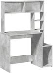 vidaXL Schreibtisch mit Regal Betongrau 100x45x140 cm Holzwerkstoff, B&uuml;rotisch,