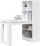 vidaXL Schreibtisch mit Regal Wei&szlig; 122 x 67 x 145 cm Holzwerkstoff, Stylischer