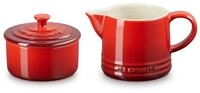 Le Creuset Steingut Signature Creme- und Zucker-Set, kirschrot