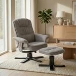 IDIMEX Relaxsessel Charly mit Hocker drehbar neigungsverstellbar grau [Max.