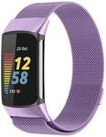 Wigento F&uuml;r Fitbit Charge 6/5 Metall Stahl Mesh Armband mit Magnetverschluss...