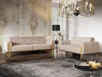 Fun M&ouml;bel Designersofas Valerie 3-2 in Stoff Stoff Elisa Velvet (Beige)