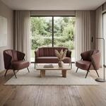 Mendler Wohnzimmer-Set HWC-P30, 2er-Sofa 2X Sessel, Vintage Retro Industrial...