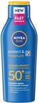 NIVEA SUN Schutz & Pflege Sonnenlotion LSF 50+, wasserfester Sonnenschutz mit...