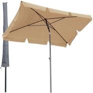 QUICK STAR Balkon Sonnenschirm 200x125cm Balkonschirm Rechteckig Knickbar Sand