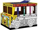 BANKERS BOX Colour-In School Bus Cardboard Playhouse f&uuml;r Kinder (114,3 x 78,74 x